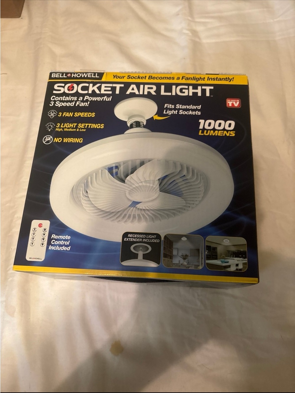 White Socket Air Light - 1000 Lumens with Remote